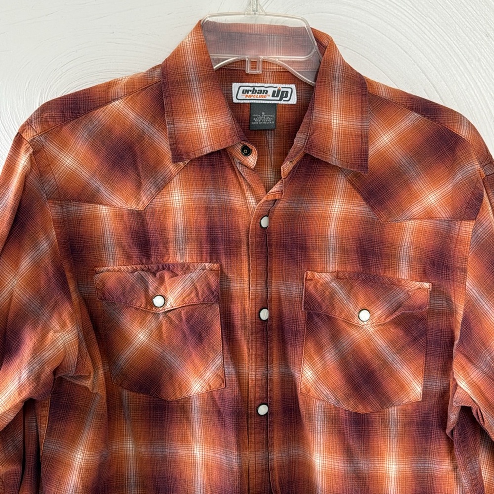 Orange Plaid Urban Pipeline Snap-front Western Shirt
